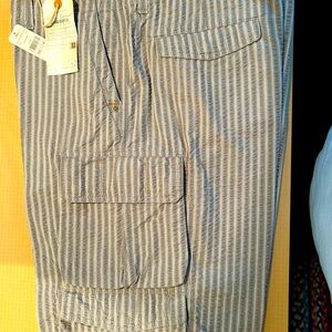 Tommy Bahama Men's Striped Sightseer Cargo Shorts - Clam (deep grey toned beige)